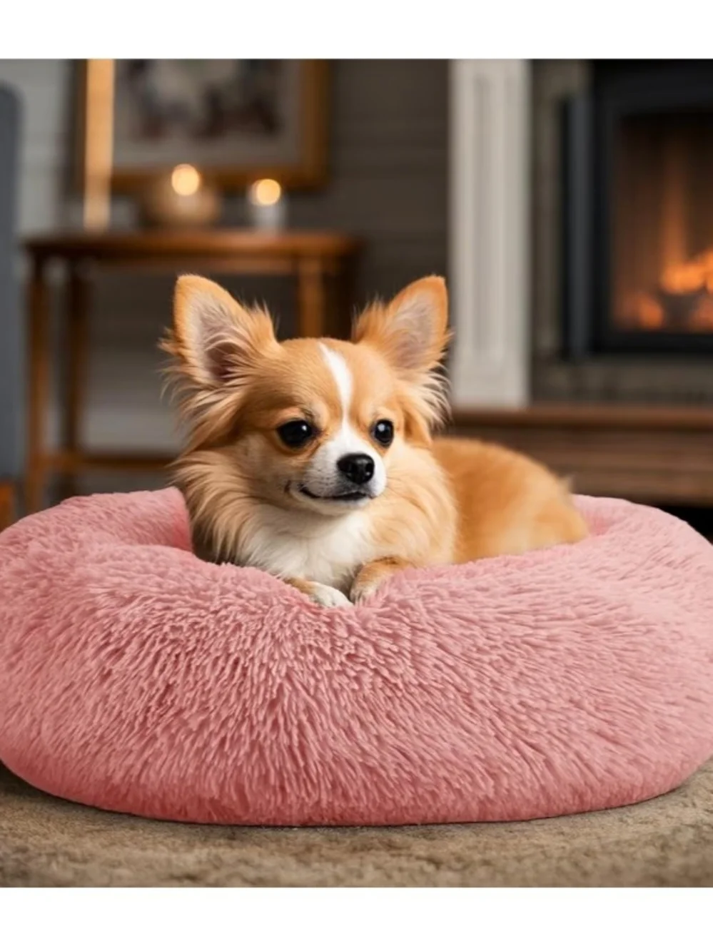 Pink Dog & Cat Bed for Indoor Cats, 20in Calming Donut Bed for Puppy and Kitten